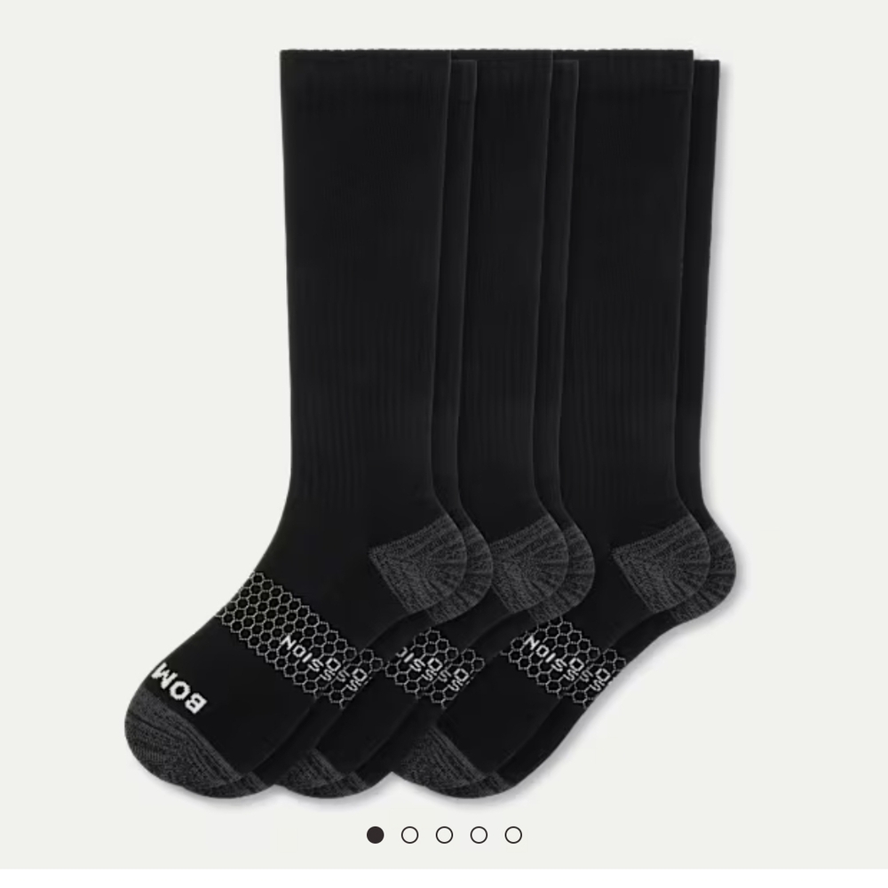 Nwot 5 Pack Bombas  Black Athletic Size Large Socks